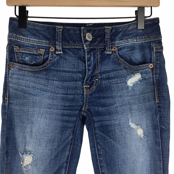 AMERICAN EAGLE OUTFITTERS Jeans Kick Boot Cut Super Stretch Denim Size 0 Regular - Picture 2 of 13